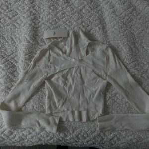 Urban Outfitters white cropped bolero turtleneck crop top going out casual